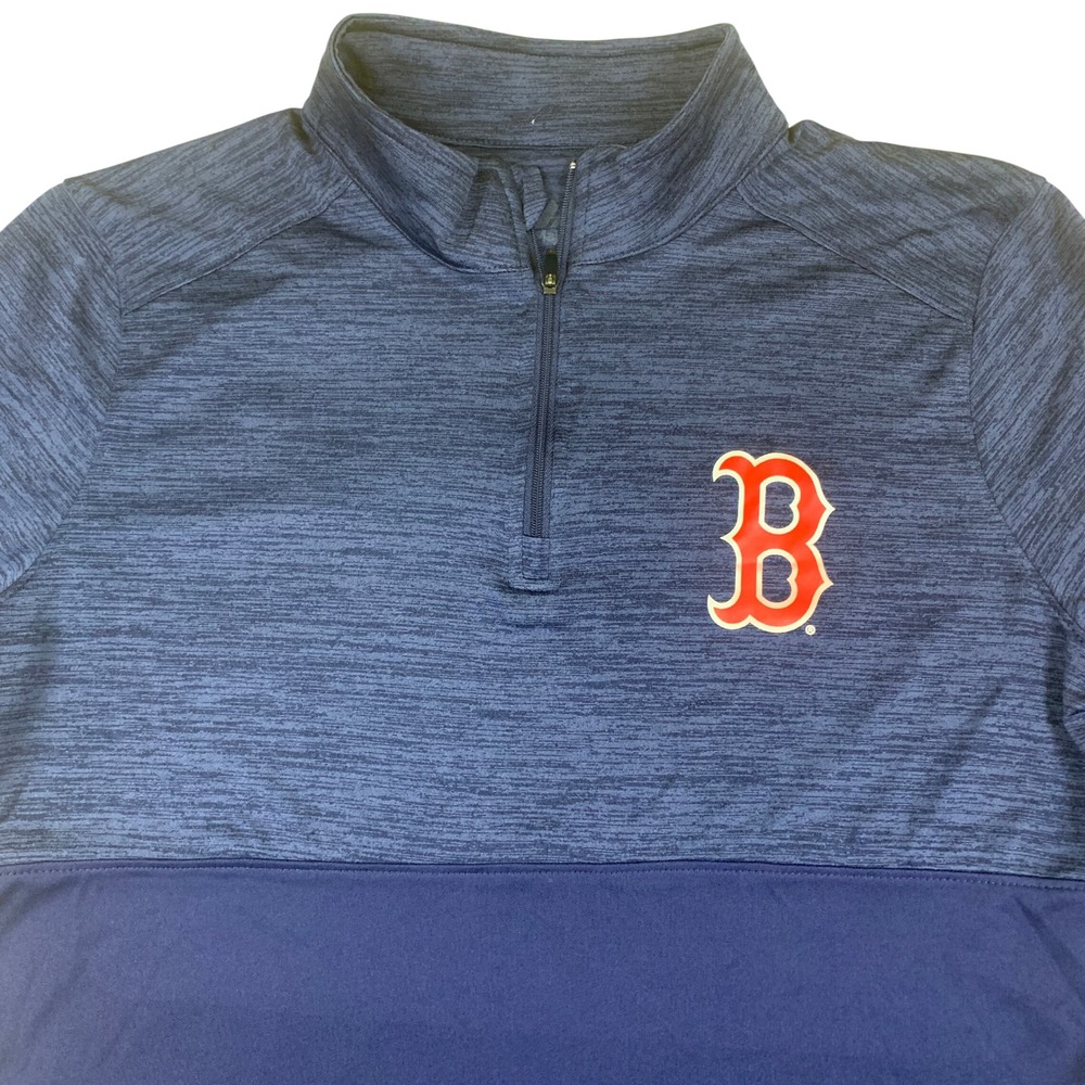 Boston Red Sox Womens Large Quarter Zip Pullover Navy Blue Space Dye Majestic